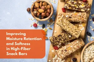 improve moiusture retention and softness in high fiber snack bars